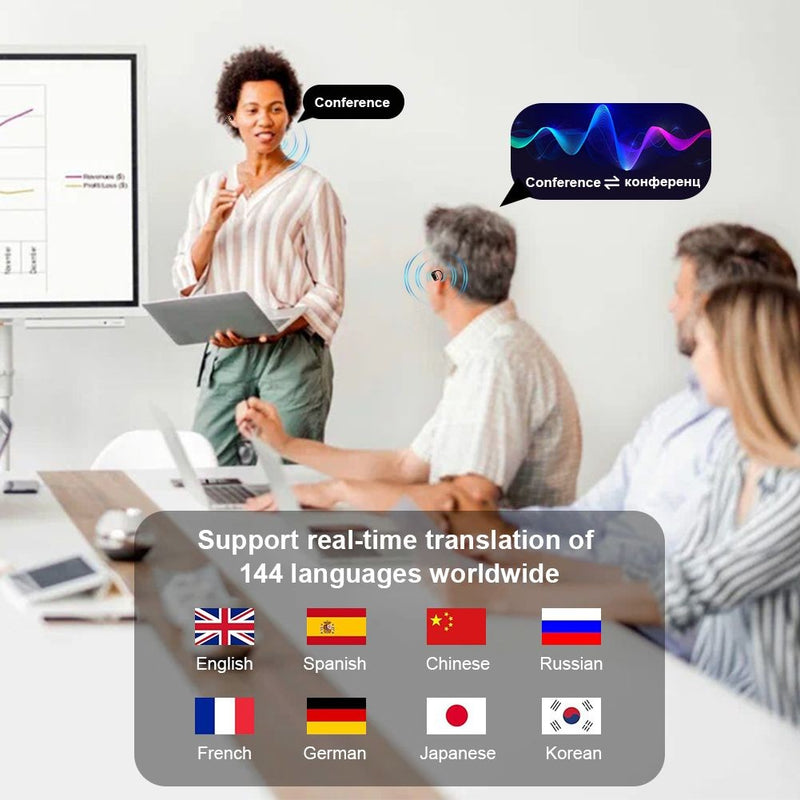 Fones de ouvido tradutor ai, tradutores em tempo real, 144 idiomas, tradutor de voz, sem fio, bluetooth, para viagens