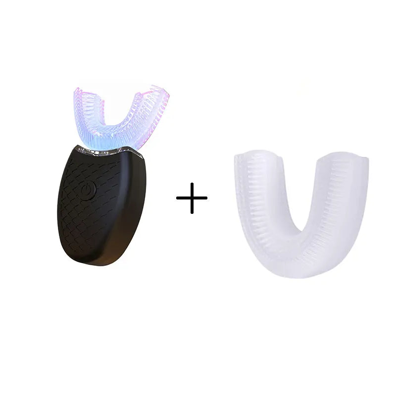 Escova de Dentes Elétrica Automática 360° em Formato U com Luz de Clareamento Fria