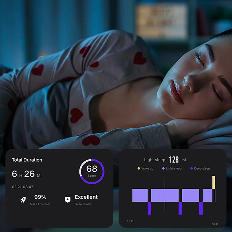 Anel Smart r09 com estojo de carregamento, monitor de saúde e sono com temperatura da pele 5atm à prova d'água para telefone android / ios