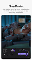 Anel Smart r09 com estojo de carregamento, monitor de saúde e sono com temperatura da pele 5atm à prova d'água para telefone android / ios