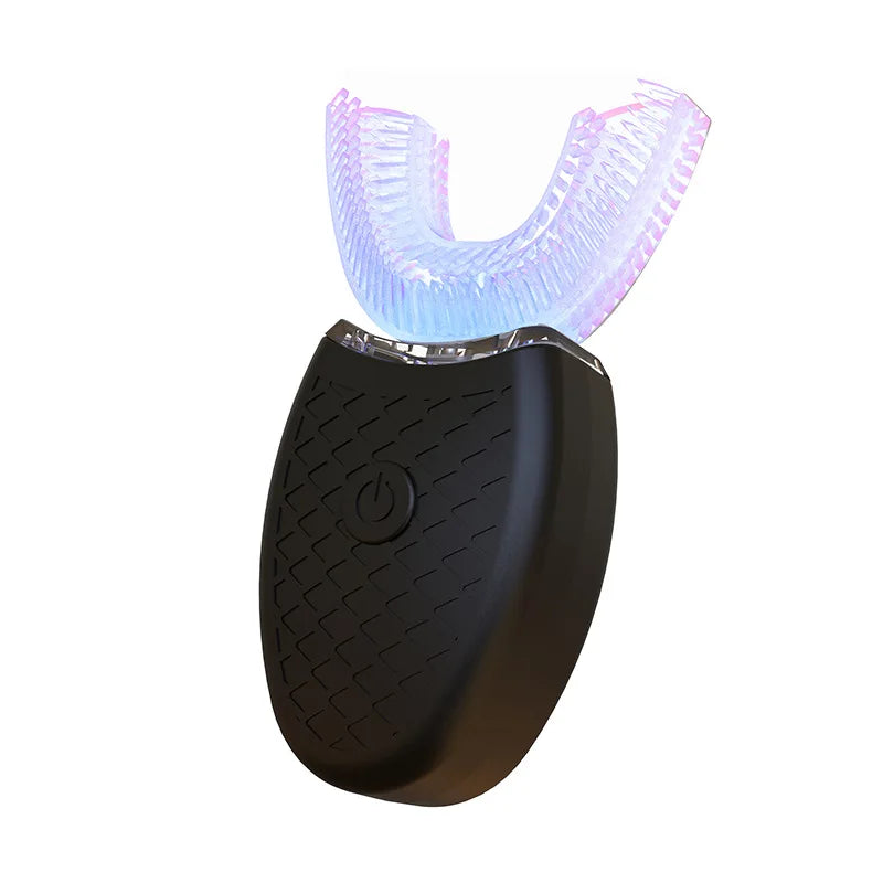 Escova de Dentes Elétrica Automática 360° em Formato U com Luz de Clareamento Fria